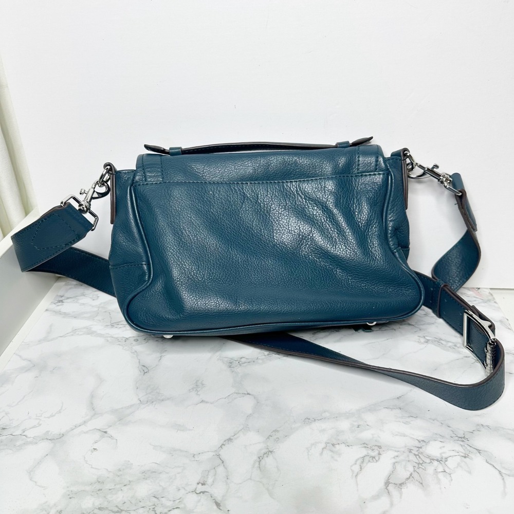 Aimee Kestenberg Bandit Crossbody Bag Women Teal Blue Pebbled Leather Zip - Picture 3 of 9